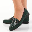 Zielone loafersy damskie na obcasie, półbuty JEZZI 2167-1