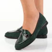 Zielone loafersy damskie na obcasie, półbuty JEZZI 2167-1