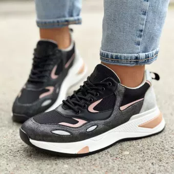 Czarne sneakersy półbuty damskie Vinceza 10728 Bk/pn