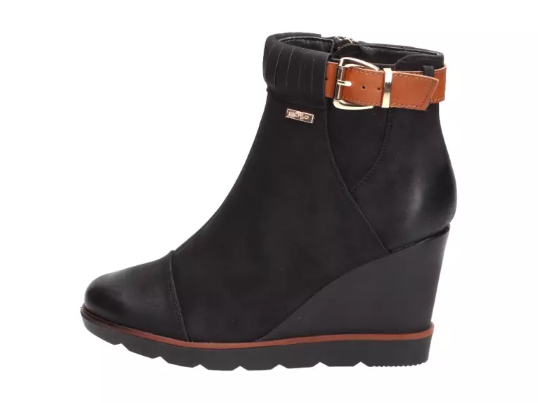 Czarne botki damskie Filippo Dbt450 Koturna