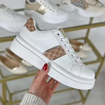 Biało sneakersy damskie na platformie ID69