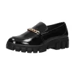 Czarne lakierowane mokasyny damskie na platformie, loafersy SERGIO LEONE MK755
