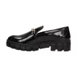Czarne lakierowane mokasyny damskie na platformie, loafersy SERGIO LEONE MK755