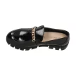 Czarne lakierowane mokasyny damskie na platformie, loafersy SERGIO LEONE MK755