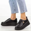 Czarne skórzane sneakersy damskie na platformie Filippo Dp6246/25