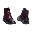 Bordowe botki damskie SERGIO LEONE BT401 LAKIER KROKODYL