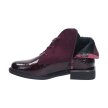 Bordowe botki damskie SERGIO LEONE BT401 LAKIER KROKODYL
