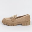 Beżowe zamszowe Polskie mokasyny damskie, loafersy Deoni D309