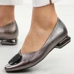 Stalowe baleriny damskie na obcasie Potocki 12359