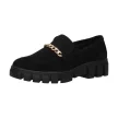 Czarne zamszowe mokasyny damskie na platformie, loafersy SERGIO LEONE MK755