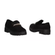 Czarne zamszowe mokasyny damskie na platformie, loafersy SERGIO LEONE MK755