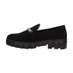 Czarne zamszowe mokasyny damskie na platformie, loafersy SERGIO LEONE MK755