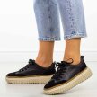 Czarne skórzane sneakersy damskie Sergio Leone Sp025