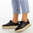 Czarne skórzane sneakersy damskie Sergio Leone Sp025