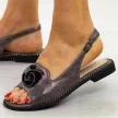 Pewter płaskie sandały damskie S.Barski 006