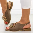 Taupe płaskie sandały damskie S.Barski 001