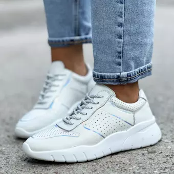 Białe skórzane sneakersy damskie S.Barski 22226