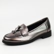 Srebrne pewter mokasyny damskie Potocki 12369