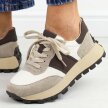 Beżowe skórzane sneakersy damskie na platformie Filippo Dp6498/24