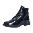 Czarne botki damskie SERGIO LEONE BT405 LAKIER KROKODYL
