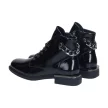 Czarne botki damskie SERGIO LEONE BT405 LAKIER KROKODYL