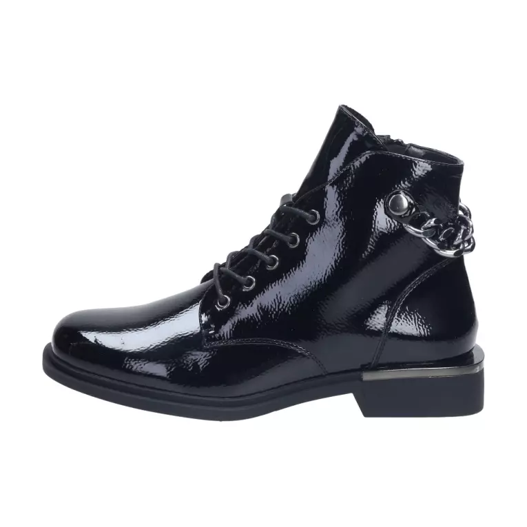 Czarne botki damskie SERGIO LEONE BT405 LAKIER KROKODYL