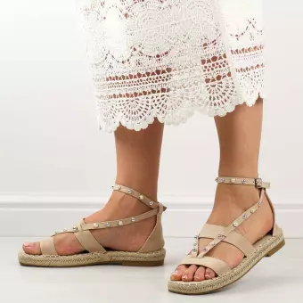 Beżowe espadyle damskie, sandały S.Barski 33132