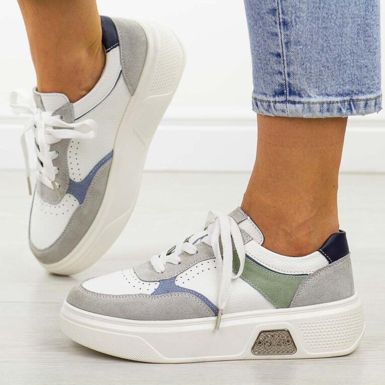 Białe skórzane sneakersy damskie Sergio Leone Sp026