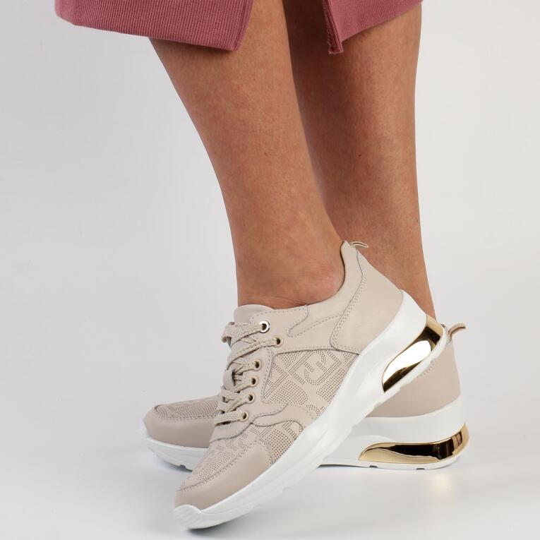 Beżowe skórzane sneakersy damskie S.BARSKI 22241