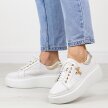 Białe skórzane Polskie sneakersy damskie na platformie Deoni D176b