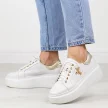 Białe skórzane Polskie sneakersy damskie na platformie Deoni D176b