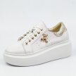 Białe skórzane Polskie sneakersy damskie na platformie Deoni D176b