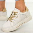 Beżowe skórzane sneakersy damskie Sergio Leone Sp103