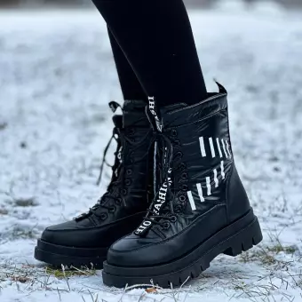 Czarne zimowe śniegowce, botki damskie Vinceza 34586