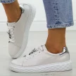 Perłowe skórzane sneakersy damskie Sergio Leone Sp110