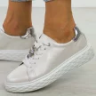 Perłowe skórzane sneakersy damskie Sergio Leone Sp110