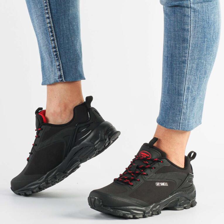 Czarne buty trekkingowe AMERICAN HL18/21 RD