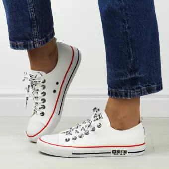 Białe trampki damskie ze skóry eko Big Star Kk274095