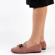 Różowe zamszowe loafersy, mokasyny damskie La.Fi 020DP-SU
