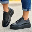 Czarne skórzane POLSKIE sneakersy damskie na platformie DEONI D161