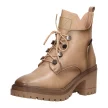 Beżowe botki damskie na obcasie, workery VINCEZA 10813 PU