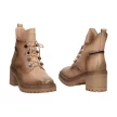 Beżowe botki damskie na obcasie, workery VINCEZA 10813 PU