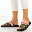 Różowo-khaki klapki damskie Vinceza 17401