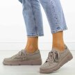 Taupe skórzane półbuty damskie Vinceza 88019