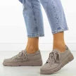 Taupe skórzane półbuty damskie Vinceza 88019