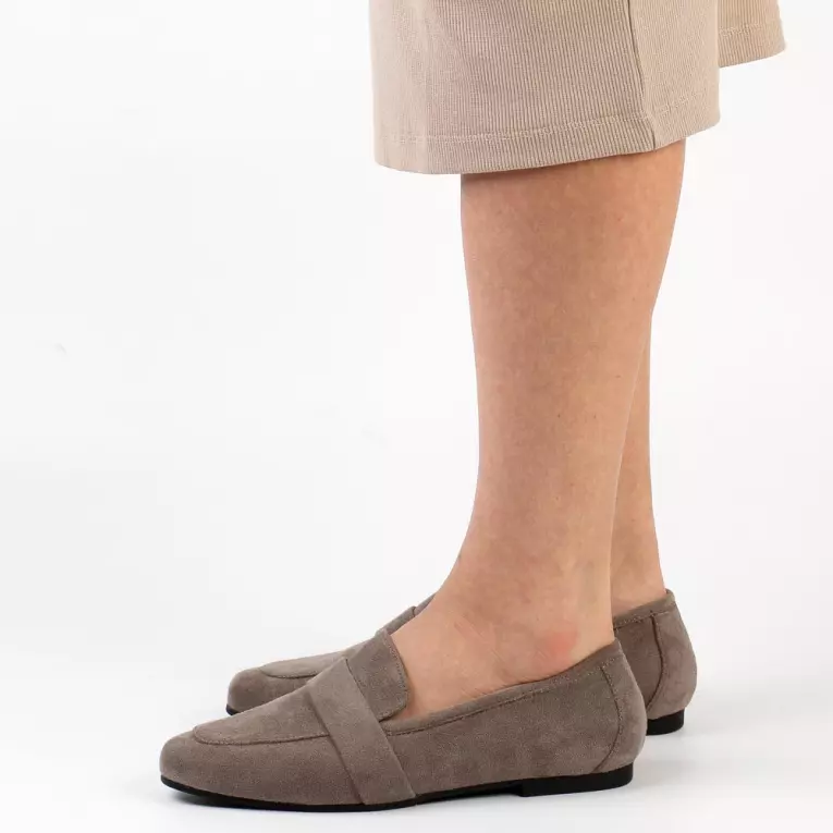 Szare zamszowe loafersy, mokasyny damskie La.Fi 017G-SU