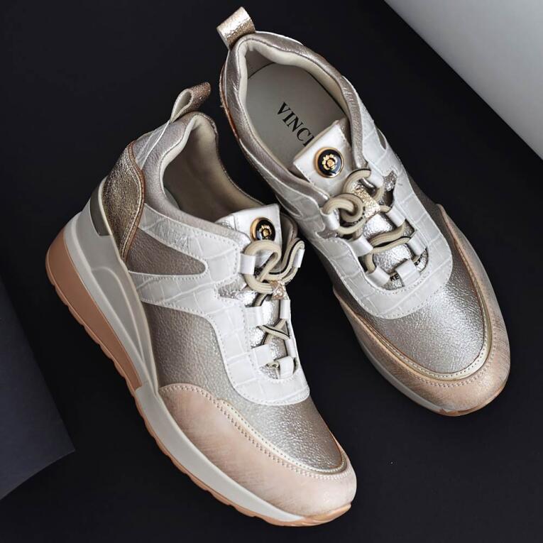 Złote sneakersy półbuty damskie VINCEZA 10670