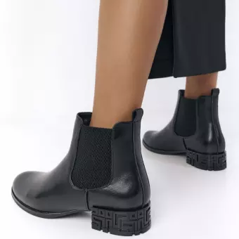 Czarne botki damskie na obcasie Sergio Leone Bt532 Pu