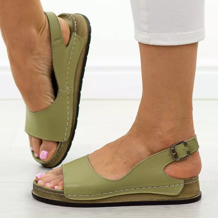 Khaki2 skórzane sandały damskie T.Sokolski 306