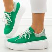 Zielone zamszowe skórzane sneakersy damskie Vinceza 89104